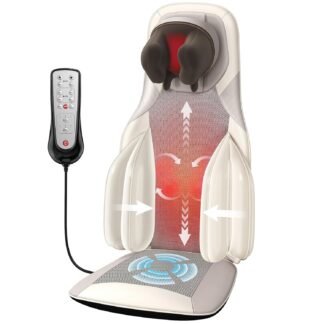 Shiatsu Back & Neck Massage Chair Pad/Seat Cushion with Heat - 4D Kneading, Vibration and Compression, Adjustable Intensity & Neck Height, Deep Tissue Comfort - Christmas Gift...