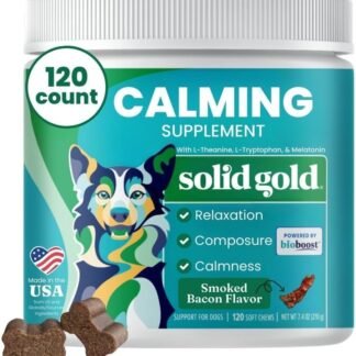 Solid Gold Calming Chews for Dogs - Dog Calming Chews w/Melatonin for Separation, Stress & Hyperactivity Relief - Supports Relaxation for Travel, Fireworks & Storms - All Ages &...