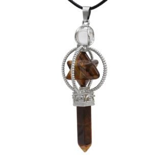 Sonjade Crystal Stone Pendulum Reiki Hex Necklace Pendan Pillar Dowsing Divination Healing Rotatable Gemstone Spiritual Pendulos Energy with Chain (Tiger Eye)