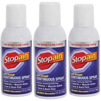 Stopain Pain Relief Spray, 4oz (3 Pack) USA Made, Max Strength Fast Acting with MSM, Glucosamine, Menthol for Arthritis, Lower Back, Knee, Neck, HSA FSA Approved Topical...