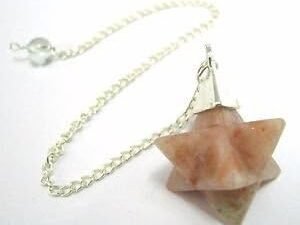 Sunstone Merkaba Star Pendulum Healing Crystals, Metaphysical Divination Gemstone Pendulum Crystal Reiki Feng Shui, Meditation, Gift for Men Women