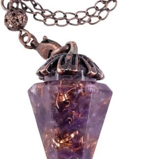 SUNYIK Handmade Chip Stone Orgone Pendulum for Dowsing Reiki, Natural Healing Crystal Point Energy Generator with Chain 9.5”