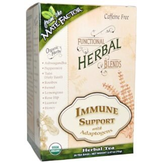 The Mate Factor Functional Herbal Blends Tea - Immune Support with Adaptogens 20/2.47 Oz (70 G) Bag(S), Green