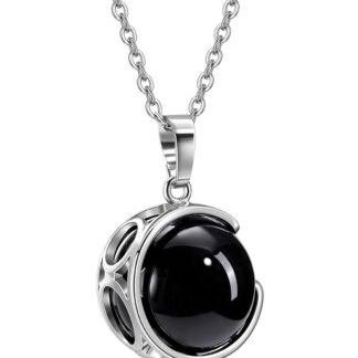 Top Plaza Amethyst Healing Crystal Stone Necklace Round Ball Rotating Natural Gemstone Pendant Necklace for Women Purple Energy Jewelry Christmas Gifts