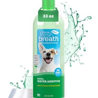 TropiClean Fresh Breath Water Additive for Dogs, Dog Breath Freshener and Teeth Cleaning Solution, No Toothpaste or Toothbrush Required, 33.8oz.
