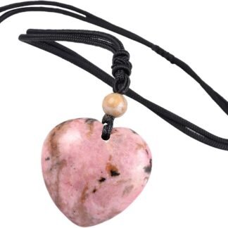 TUMBEELLUWA Carved Stone Heart Shape Necklace Chakra Quartz Pendant with Cord Amulet Healing Crystal Jewelry for Unisex