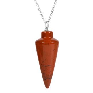 TUMBEELLUWA Crystal Spiritual Point Pendulum for Divination Dowsing Meditation Reiki Healing Chakra Balancing Pendant, Red Jasper