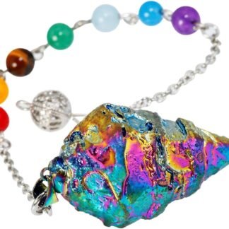TUMBEELLUWA Healing Crystal Quartz 7 Chakra Pendulum Dowsing Gemstone Divination Reiki Stone