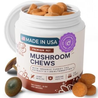 Turkey Tail Mushroom for Dogs with Organic Real Turkey Tail™ - 8:1 Extract Mushroom Chews for Lumps & Bumps, Immunity, Gut, Skin, Joint & Spine Support - Reishi, Lion’s Mane -...