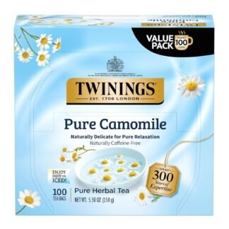 Twinings Pure Camomile Herbal Tea Individually Wrapped Bags, 100 Count (Pack of 1), Delicate for Pure Relaxation, Naturally Caffeine-Free, Enjoy Hot or Iced, 100 Teabags