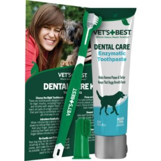 Vet's Best Dog Toothpaste & Dog Toothbrush, Dental Kit, Plaque Remover for Teeth, Whitens Teeth, Freshens Canine Breath, Veterinarian Formula, Finger Toothbrush Included