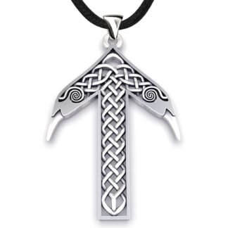 Viking Rune Tyr Tiwaz Necklace-925 Sterling Silver - Pendant with Celtic Knot and Raven - Norse Mythology Amulet - Nordic Scandinavian Runic Jewelry for Men Women - Handmade