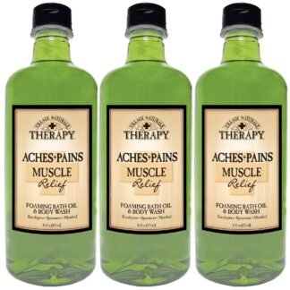 Village Naturals Therapy Aches and Pains Muscle Relief Foaming Bath Oil and Body Wash 16oz (3-pack)