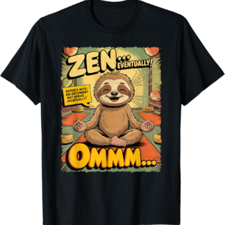 Vintage Sloth Yoga Funny Retro Comic Meditation Zen Lotus T-Shirt