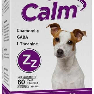Vital Planet - Calm Chewable Tablets for Dogs, Promotes Calmness in Stressful Situations with Valerian, Lemon Balm, Chamomile, GABA, L-Theanine and Natural Herbs - 60 Beef...