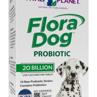 Vital Planet - Flora Dog Probiotic Chewable Tablets Supplement with 20 Billion Cultures and 10 Strains, High Potency Immune and Digestive Support Probiotics for Dogs, 60 Beef...