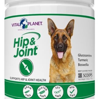Vital Planet - Hip and Joint Support Powder Supplement for Dogs, with Glucosamine, Turmeric, Boswellia, MSM, and Collagen from Green-Lipped Mussel - Beef Flavored Powder, 60...