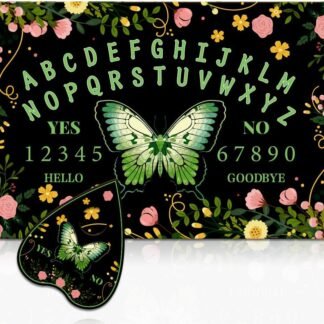 WEBEEDY Green Butterfly Wood Spirit Board with Planchette, Flowers Grass Yes or No Divination Board Wood Talking Boards Game Pendulum Boards Decision Maker Pendulum Gift for...
