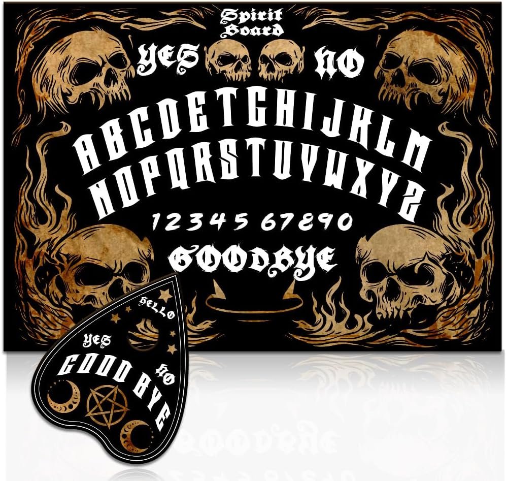 WEBEEDY Wood Skull Spirit Board with Planchette Skull Flame Divination Pendulum Board Game Yes or No Talking Boards Metaphysical Message Decision Maker Pendulum for Halloween - lunas-mystic-emporium.com WEBEEDY Wood Skull Spirit Board with Planchette Skull Flame Divination Pendulum Board Game, Yes or No Talking Boards Metaphysical Message Decision Maker Pendulum for Halloween...