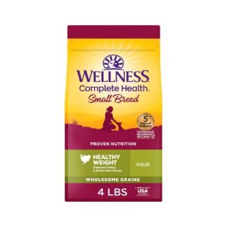 Wellness Complete Health Small Breed Dry Dog Food with Grains, Natural Ingredients, Made in USA with Real Turkey, For Dogs Up to 25 lbs (Adult, Healthy Weight Turkey & Rice,...