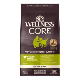 Wellness CORE Dry Dog Food, Grain-Free, High Protein, Natural, Healthy Weight Turkey & Chicken Recipe, (4-Pound Bag)