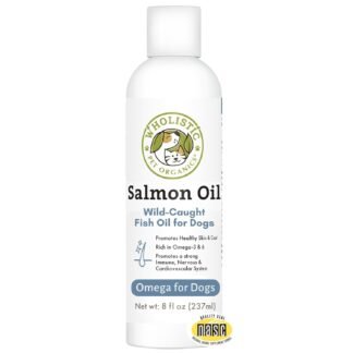 Wholistic Pet Organics Salmon Oil: Deep Sea Wild Alaskan Salmon Oil for Dogs and Cats - Natural Omega 3 Dog Fish Oil Supplement with EPA and DHA for Skin, Coat, Heart and...