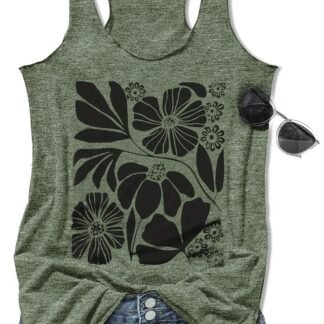 Womens Mandala Vintage Graphic Racerback Tank Tops Summer Casual Loose O-Neck Tanks Vest Vacation Classic-Fit Shirt Cami