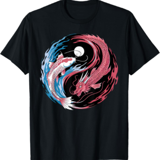 Yin Yang Dragon and Koi Fusion Funny Zen Yoga For Women Men T-Shirt