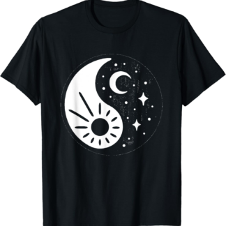 Yin Yang Sun & Moon Starry Sky Funny Spiritual Zen T-Shirt