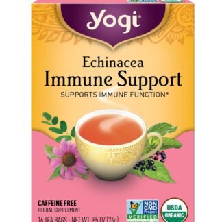 Yogi Echinacea Immune Support Organic Tea, Caffeine-Free, Vegan Friendly, Kosher, USDA Certified Organic, Non-GMO, 16 Tea Bags