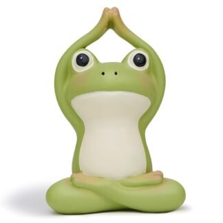 Zen Frog Figurine Yoga Meditation Room Calming Decoration, Cute 4 inch Upward Salute Green Frog Knick Knack Bathroom Shelf Decoration