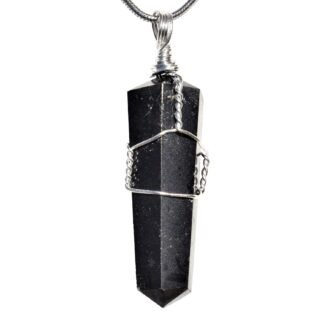 Zenergy Gems Selenite Charged Wire-Wrapped & Electroformed Natural Gemstone Pendant + 20" Silver Chain & Baby Selenite Pocket Puffy Heart