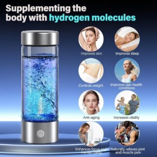 14 oz Portable Hydrogen Water Bottle Generator with PEM-SPE Technology, USB Rechargeable Hydrogen Water Ionizer Cup, Produces up to 3000 ppb Hydrogen in 3 Minutes for Home, Gym,...