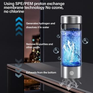 14 oz Portable Hydrogen Water Bottle Generator with PEM-SPE Technology, USB Rechargeable Hydrogen Water Ionizer Cup, Produces up to 3000 ppb Hydrogen in 3 Minutes for Home, Gym,...