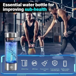 14 oz Portable Hydrogen Water Bottle Generator with PEM-SPE Technology, USB Rechargeable Hydrogen Water Ionizer Cup, Produces up to 3000 ppb Hydrogen in 3 Minutes for Home, Gym,...