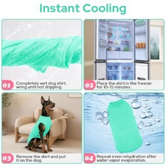 2 Pack Dog Shirts, Quick Dry Breathable Dog Clothes Pet Sleeveless Vest, Summer Stretchy Tank Top T-Shirts for Large Dogs, Deep Blue+Dark Green (S)