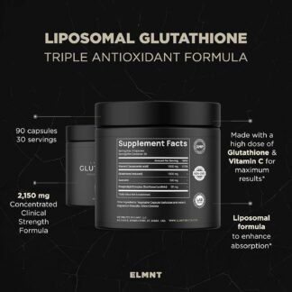 2150mg Super Liposomal Glutathione Supplement w. Vitamin C, Quercetin & Pure L Glutathione 2000mg Triple Action Formula Glutathione Liposomal Supplement w. Phospholipid Layer -...