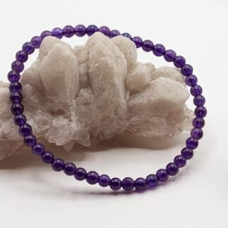 4mm Smooth Round Amethyst Stretch Bracelets in Various Sizes (6.5, 7, 7.5, 8 Inches)