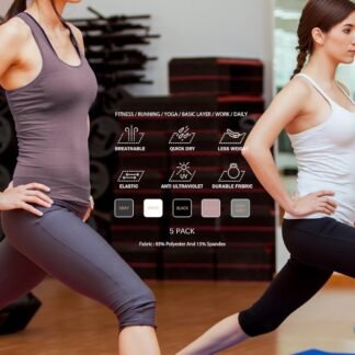 6 or 5 Pack Workout Tank Tops for Women, Athletic Racerback Sports Tank Tops, Compression Sleeveless Dry Fit Shirts