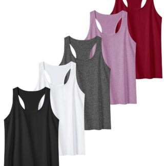 6 or 5 Pack Workout Tank Tops for Women, Athletic Racerback Sports Tank Tops, Compression Sleeveless Dry Fit Shirts