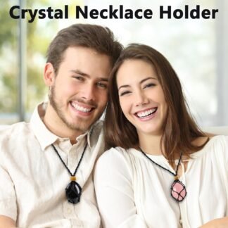 6 Pcs Crystal Necklace Holder Adjustable Empty Stone Holder Necklace Crystal Holder Boho Handmade Cord Cage for Women Men