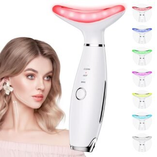 7 Color Galvanic Machines - Red Light Therapy for Face and Neck, Face Massager Tool for Wrinkles, Double Chin, Vibrating Facial Massager with Thermals, White