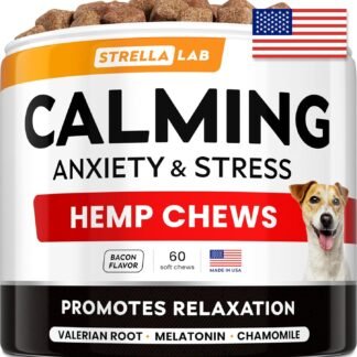 Advanced Calming Chews for Dogs - Hemp Chews and Melatonin - Anxiety Relief - Sleep Aid - Relaxing Treats - Stress Relief During Fireworks, Storms, Thunder, Barking - Made in...