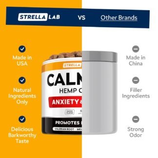 Advanced Calming Chews for Dogs - Hemp Chews and Melatonin - Anxiety Relief - Sleep Aid - Relaxing Treats - Stress Relief During Fireworks, Storms, Thunder, Barking - Made in...