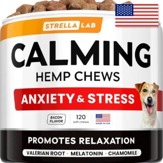 Advanced Calming Chews for Dogs - Hemp Chews and Melatonin - Anxiety Relief - Sleep Aid - Relaxing Treats - Stress Relief During Fireworks, Storms, Thunder, Barking - Made in...