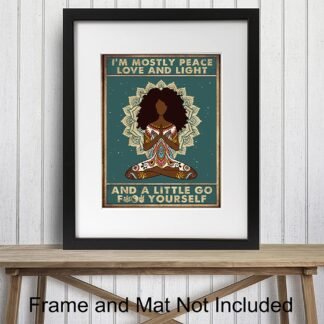 Afro Black Wall Art - African American Wall Decor - Yoga Meditation Gifts for Black Woman, African American Women - Zen Decorations - Spa Namaste Decor - Funny Spiritual New Age...