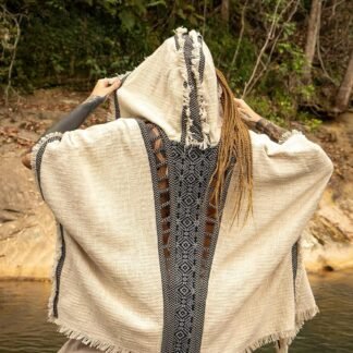 AJJAYA WIZARD Womens Hooded Kimono Vest Tribal Ritual Ceremony Shamanic Gypsy Festival Alchemy Primitive Rave Boho Earthy