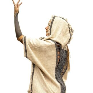 AJJAYA WIZARD Womens Hooded Kimono Vest Tribal Ritual Ceremony Shamanic Gypsy Festival Alchemy Primitive Rave Boho Earthy