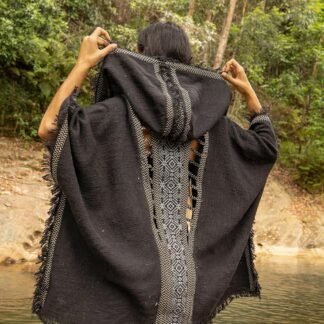 AJJAYA WIZARD Womens Hooded Kimono Vest Tribal Ritual Ceremony Shamanic Gypsy Festival Alchemy Primitive Rave Boho Earthy