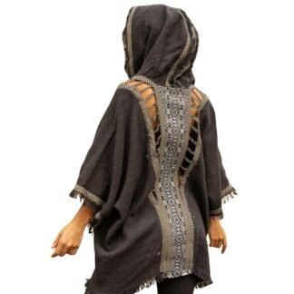 AJJAYA WIZARD Womens Hooded Kimono Vest Tribal Ritual Ceremony Shamanic Gypsy Festival Alchemy Primitive Rave Boho Earthy